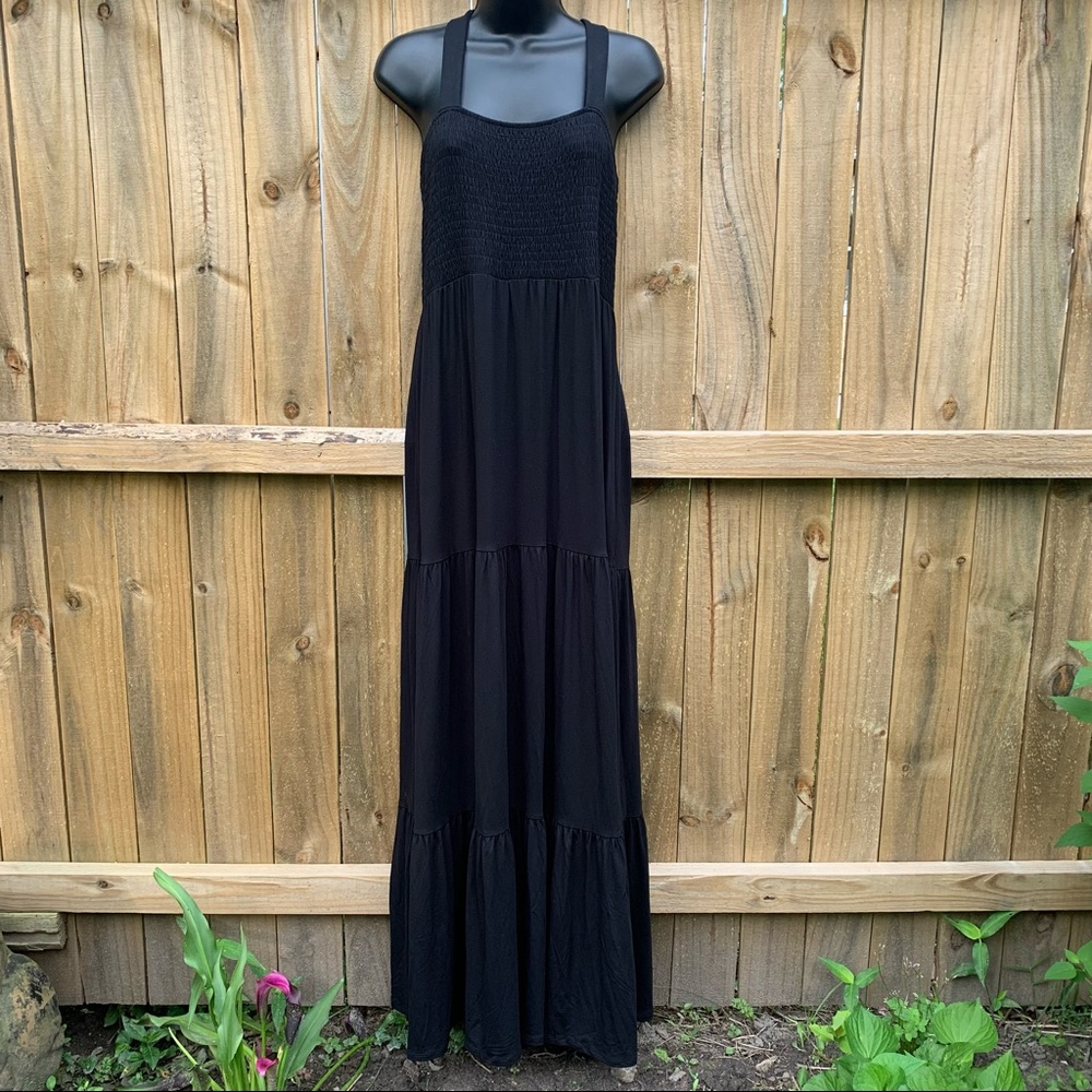 NWT LOFT Smocked Black Tank Maxi Dress